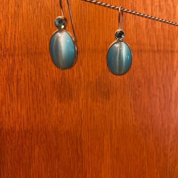 Sterling Blue Tigers Eye Earrings - Picture 4 of 11